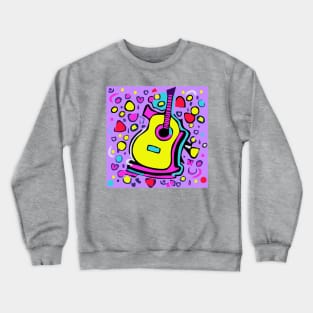 Purple Yellow Guitar Party Crewneck Sweatshirt